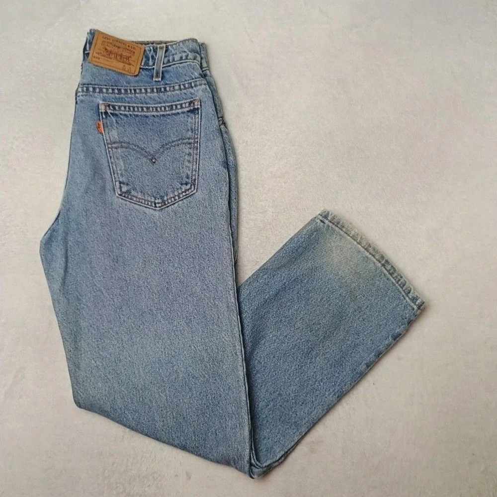 Vintage Levis 550 Jeans Mens 31x27 Blue 90s Relaxed Orange Tag Straight Light